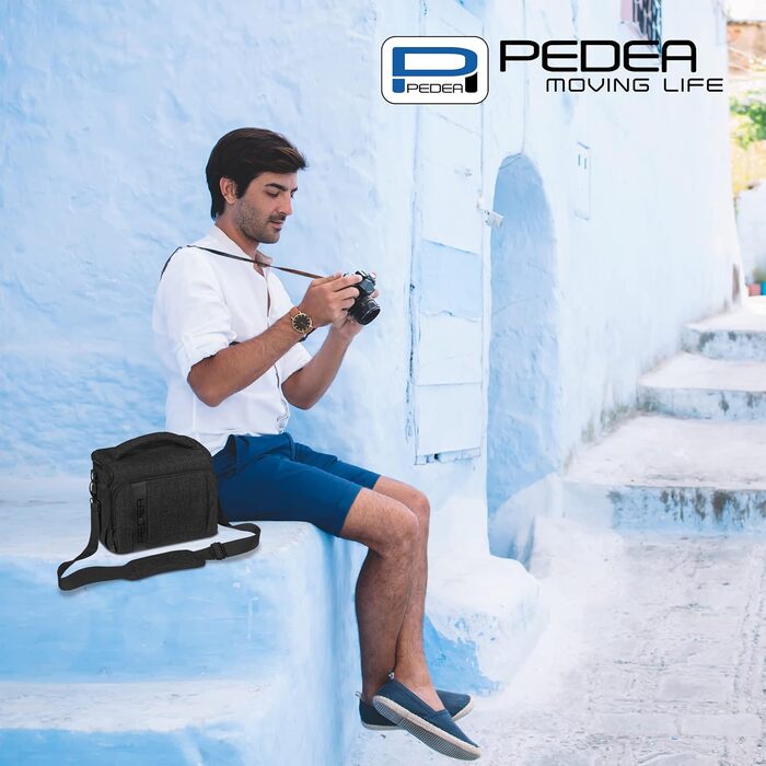 Сумка для камери Pedea: стильна захисна сумка для DSLR/SLR/System камер з дощем. Чорний колір, XL.
