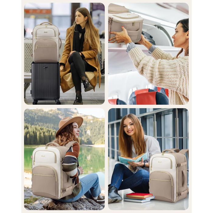 LOVEVOOK Рюкзак для ручної поклажі, 40L, для подорожей, чоловічий/жіночий, 17 дюймів, водонепроникний, для вихідних, кемпінгу, бізнесу