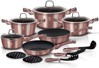 Набір посуду Berlinger Haus 15 предметів, металевий, рожеве золото (Metallisch Irose)