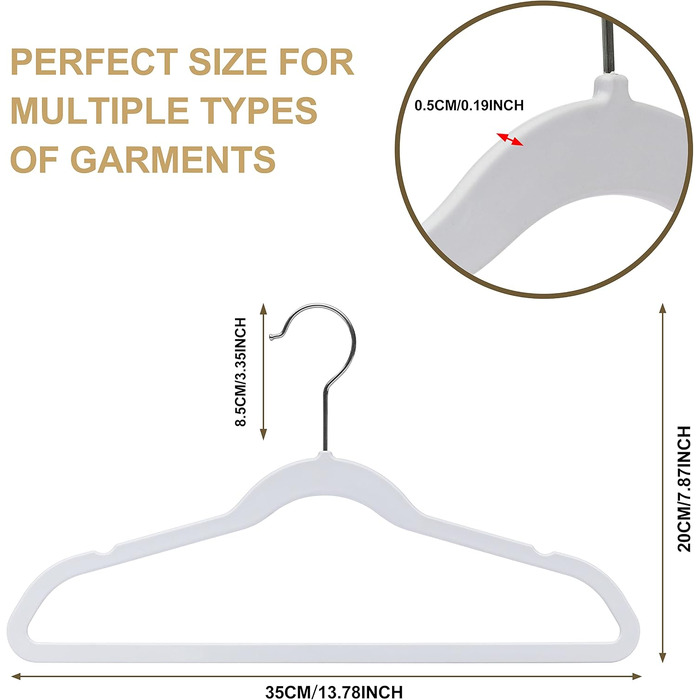 Дитячі пластикові вішалки для одягу Quality Hangers, компактні плічики з поворотним гачком для сорочок та суконь, білі, 35 см, 30 шт.