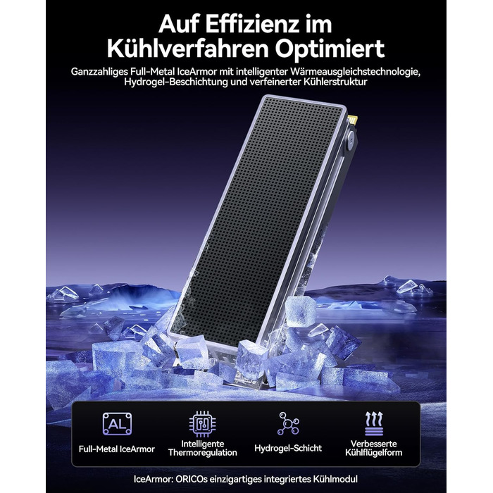 SSD Orico IG740PRO 4TB PCIe 4.0 NVMe M.2 - Швидкість до 7100 МБ/с, 3D NAND TLC, з радіатором для ПК, ноутбука та PS5