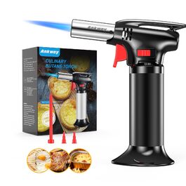 Газовий пальник Ankway Flambierbrenner для кухні, приготування десертів, кемпінгу та хобі, з манометром, сріблястий (бутан не входить до комплекту)