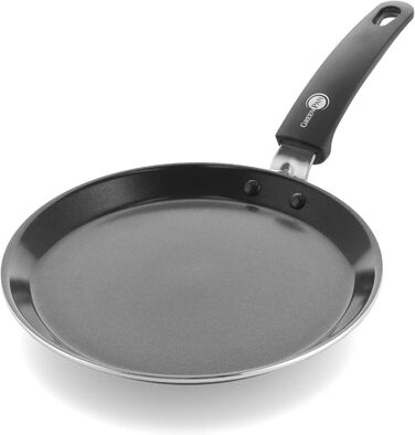 Млинцева пательня GreenPan Essentials 24 см, керамічна антипригарна, без PFAS, для індукції, духовки до 160°C, чорна, можна мити в посудомийній машині