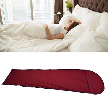 Qukai Elastic Sleeping Bag Liner Ultralight Sleeping Bag Liner Elastic Travel Sheet for Outdoor Camping Multifunctional Sleeping Bag Liner Burgundy