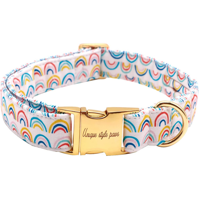 Нашийник для собак Unique Style Paws з метеликом, регульований, для середніх собак (L, Райдужний)
