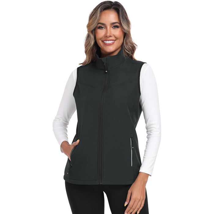 Жіноча софтшеллова жилетка MoFiz для активного відпочинку: трекінг, вандерінг, біг. Сіра, M