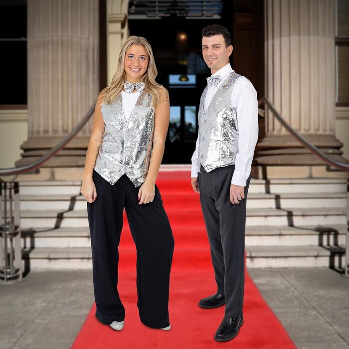 Срібна жилетка з паєтками та краваткою Dress Up America для чоловіків, V-подібний виріз