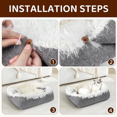 М'яке ліжко для котів, 60x45 см, плюшеве, для котів та маленьких собак, 2 в 1, тепле гніздо, ліжко-мішок, ліжко для котів, 91x71x3 см