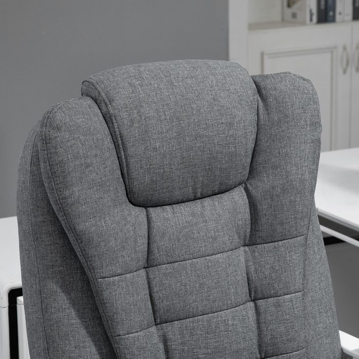 Vinsetto Ergonomic Office Chair with Folding Footrest, Height Adjustable & Reclining, Metal Grey for Home Office Comfort