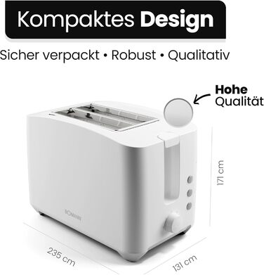 Тостер Bomann TA 6065 CB білий: 2 відділення, підставка для бургерів, функція підйому, розморожування та підігріву | Модель 2024