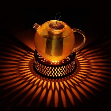 Скляна чайник Creano 1.2л з підставкою, 3-секційна з нержавіючої сталі та ситечко, для листового чаю, без крапель (1000мл)