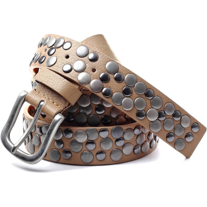 Жіночий вінтажний ремінь Caspar GU224 з пряжками, світло-рожевий металік