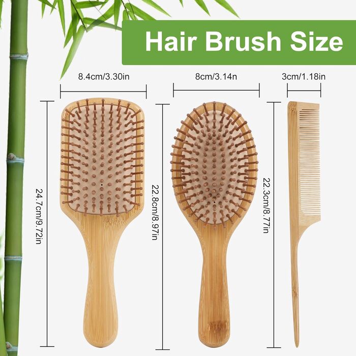 Набір гребінців з бамбука (3 шт.) - для чоловіків, жінок та дітей, для густого та ламкого волосся