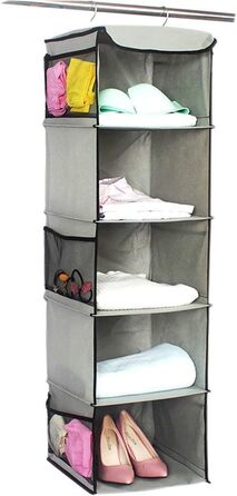 Настінна полиця-органайзер з 5 відділеннями, сіра, 30 x 30 x 108 см