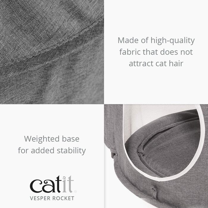 Catit 42001 Vesper Tower, rocket-shaped, with sleeping cushion, for cats, (gray)