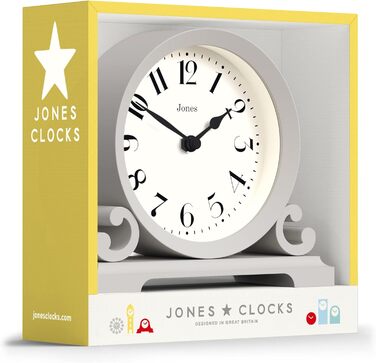 JONES CLOCKS® Saloon Table Clock | Traditional Double Scroll Design | Green | Contemporary Classic Style for Desk, Table, Shelf or Nightstand (Gray)