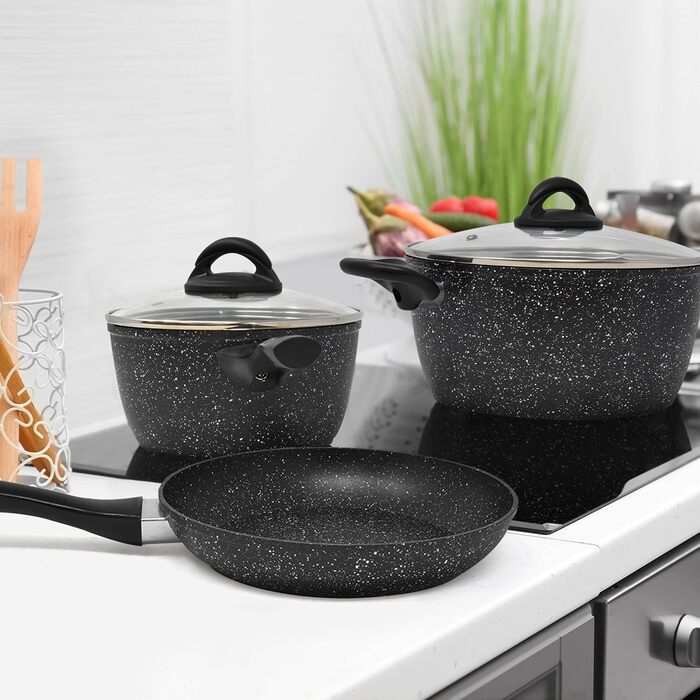 Набір сковорідок Joeji's Kitchen 3 шт. для індукції, антипригарні сковороди, набір для смаження, підходить для індукційних плит