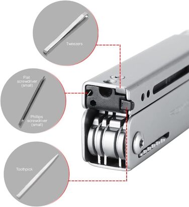 Мультитул ROXON M3 13-в-1 з мультиінструментами, зубочисткою та пінцетом. Компактний та практичний набір інструментів
