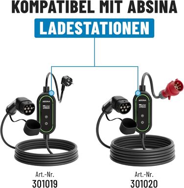 Кабель для зарядки електромобілів ABSINA Typ 2 Schuko, 3.7kW, 16A, IP67, 6.4м (з кріпленням для стіни)