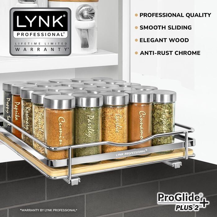 Висувний органайзер для спецій LYNK PROFESSIONAL® для шаф - 26,4 см, 2 яруси - полиця для спецій, висувна конструкція