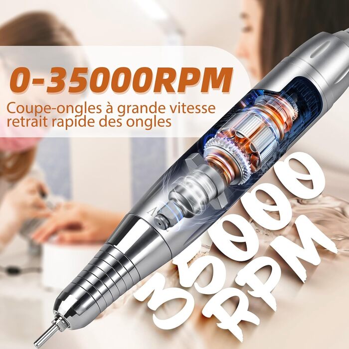 CIVPOWER Набір для манікюру та педикюру: професійний електричний фрезер для нігтів з акумулятором 4000mAh, 13 насадок