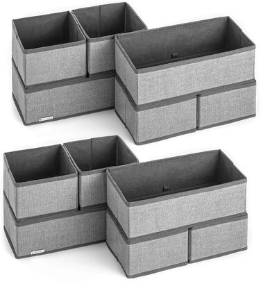 Navaris Storage Boxes Organizer System - Fabric Boxes - 12 Pieces in Various Sizes - for Wardrobe and Drawers - Foldable