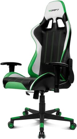 Ігрове крісло Drift DR175GREEN, екошкіра, 2D підлокітники, клас 4, чорний/зелений