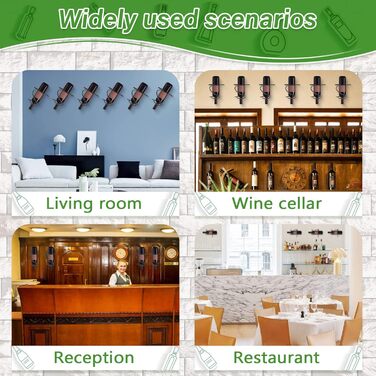 Настінна полиця для вина Happysnow (6 шт.) - органайзер для винних пляшок з металу, з кріпленням