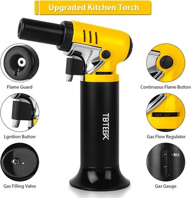 Пальник Бунзена TBTEEK T907 з газовим манометром, для приготування їжі, випічки, кемпінгу, рукоділля та паяння (бутан не входить)
