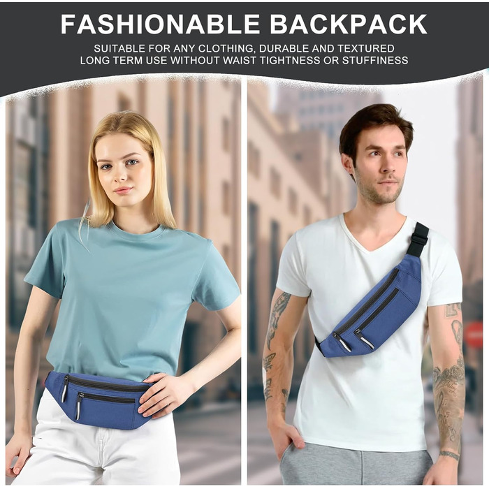 Водонепроникна поясна сумка для чоловіків, бананка з антикрадіжним захистом, 2 відділення, Oxford тканину, швидковисихаюча, для спорту, подорожей, повсякденного використання