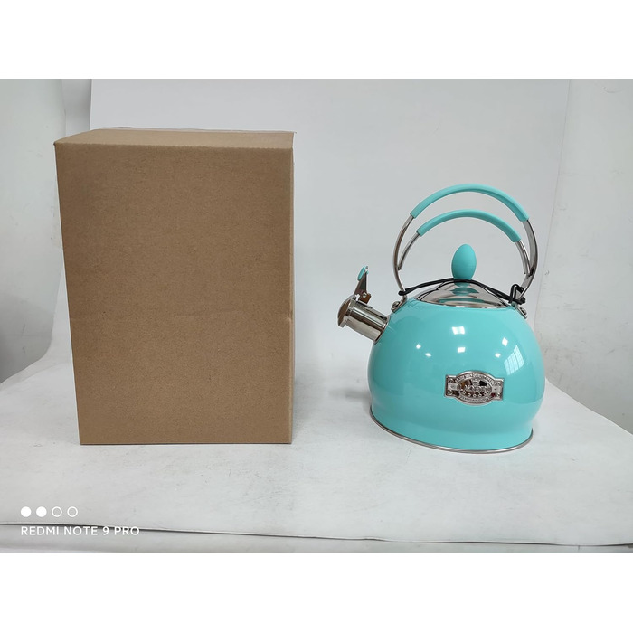 Кришка-свисток з нержавіючої сталі 2.6 л, сумісна з усіма плитами, включаючи індукційну (блакитна)