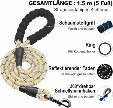 Нашийник та поводок для собак Haapaw, антинатяг, регульований, світловідбиваючий, Step-in, для цуценят та маленьких собак, посилена підкладка, колір Бежевий, розмір M (38.1-45.7 см, 4.5-6.8 кг)