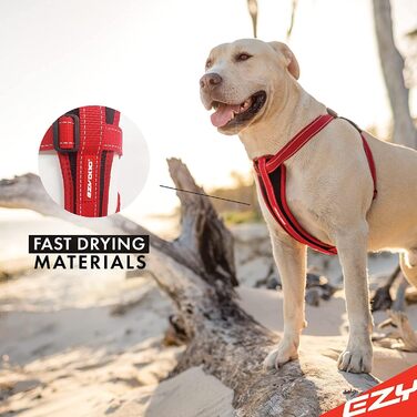 Шлейка для собак EzyDog Chest Plate – безпечна шлейка з адаптером для пасків безпеки – світловідбиваюча, прошита шлейка для собак середніх та великих порід (L, Рожева)