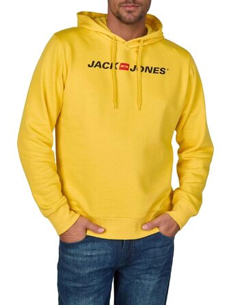 Чоловічий худі Jack & Jones JJMORTY Regular Fit з принтом, колір Solar Power (зелено-жовтий), розмір L