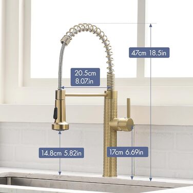 Сучасний кухонний змішувач з LED-підсвіткою, поворотний на 360°, з висувною лійкою, чорний/рожеве золото, для кухні