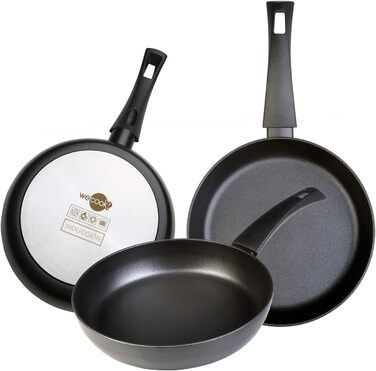 Набір сковорідок WECOOK Ecogreen 3 шт 18-20-24 см, алюміній, індукція, екологічне антипригарне покриття без PFOA, для всіх плит, чорний