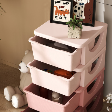 HOMCOM Chest of Drawers for Kids' Room, 4-Tier Toy Organizer, Toy Storage, Pink