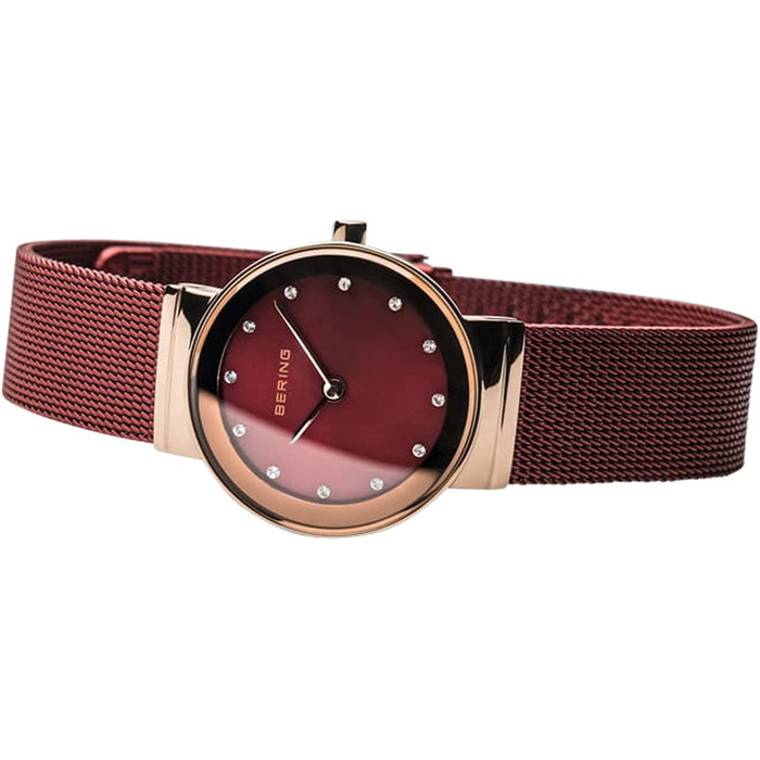 Годинник Bering для жінок на кварцовому механізмі | Сріблястий годинник на зап'ястя з нержавіючої сталі 26 мм | Браслет Міланська петля | Сапфірове скло | 5 ATM | 10126 (10126-363)