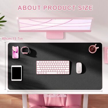 Підкладка для столу 80x40 см - XXL килимок для миші з PU-шкіри, вологостійкий та антиковзний - багатофункціональна підкладка для письма - для офісу/дому/ноутбука (Чорний)