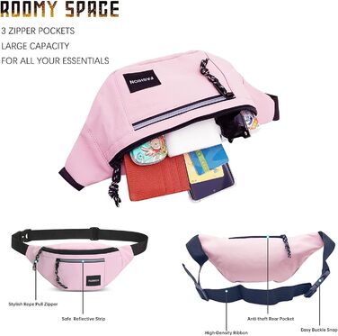 Гірчатка поясна водонепроникна для жінок та чоловіків Long Keeper - поясна сумка велика для спорту, туризму, велопоїздок, кемпінгу, подорожей, активного відпочинку на природі, рожева