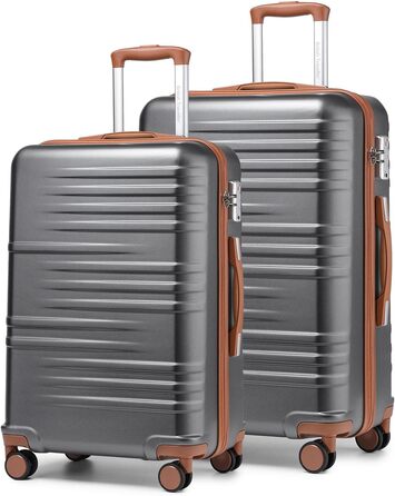 Чемодан British Traveller середнього розміру, 64 x 43 x 26.5 см, з TSA-замком, ABS+PC, сірий (24'+28')