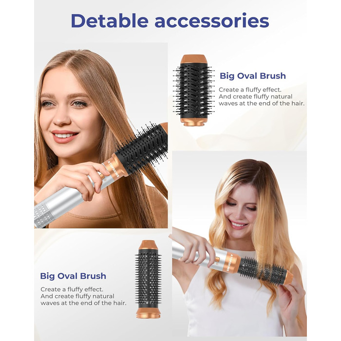 Atopskins Фен-щітка 6 в 1: стайлер для волосся, фен, щипці для завивки, випрямляч, об'єм, локони