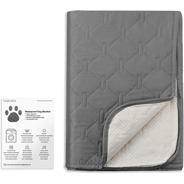 Водонепроникний килимок для собак, килимок для тварин з неслизьким покриттям, міцний килимок для котів, багаторазовий, захист для дивану, ліжка, автокрісла, можна прати в пральній машині (172 x 208 см, Темно-сірий, XL (208x208 см))