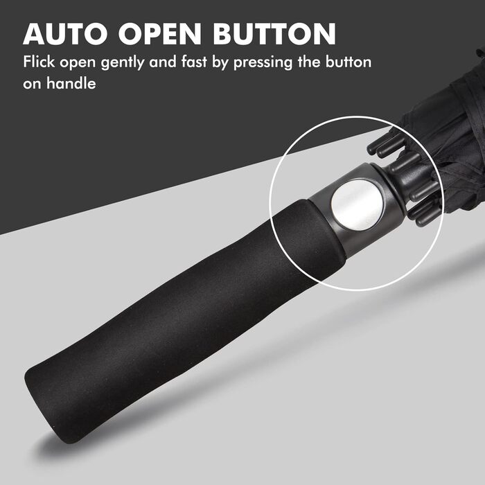 Чорний парасолька NINEMAX великий, штормостійкий, автоматичний, для чоловіків та жінок, L/XL/XXL, 137 см