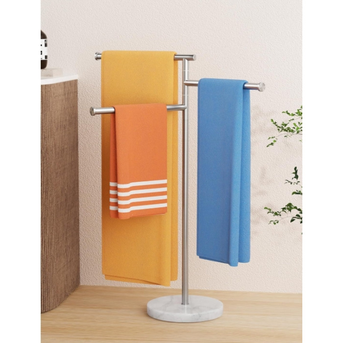 Підлоговий вішак для рушників у ванну кімнату з мармуровою основою, 102 см