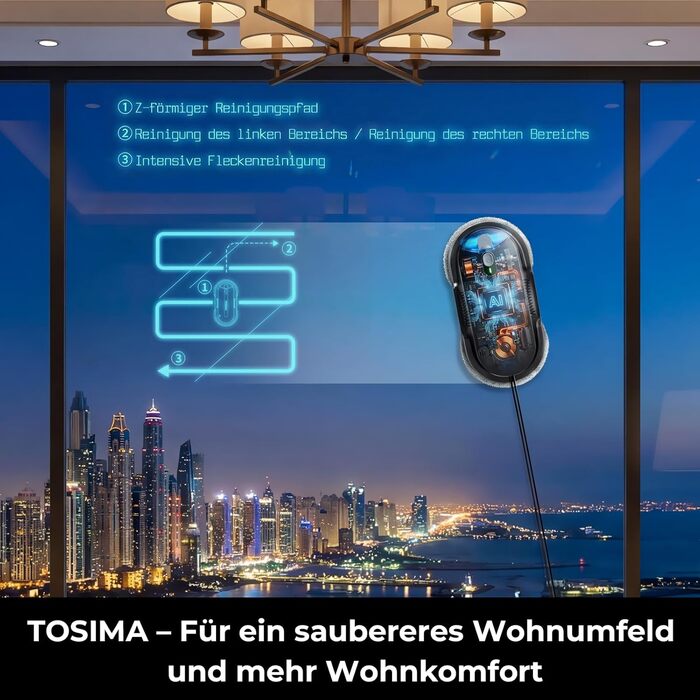 Робот для миття вікон Tosima X1 з подвійними форсунками та ультразвуковим розпиленням води, 85 мл, автоматичний