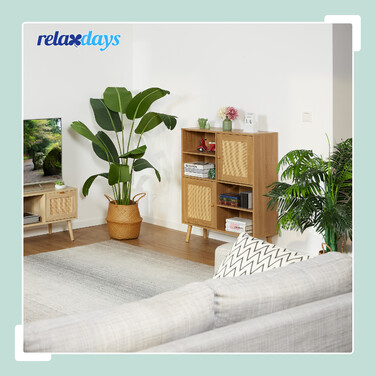 Сервант Relaxdays з 2 дверима з ротанга