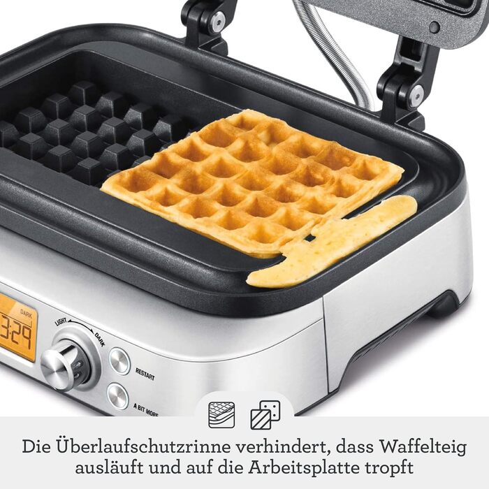 Sage - The Smart Waffle Pro - Waffle Iron - Belgian Waffles - Kitchen Appliances, Waffle Maker - Brushed Stainless Steel