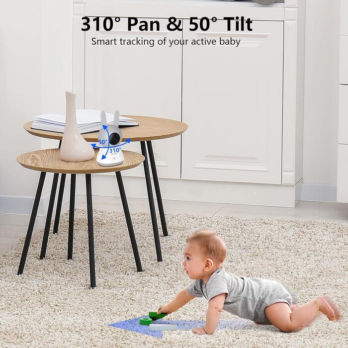 Відеоняня Wansview з камерою та APP - 5-дюймовий монітор для дитини без Wi-Fi з камерою для дитини 2.4/5 GHz, нічне бачення, відстеження руху, 2-сторонній аудіо, визначення температури, детекція руху/звуку