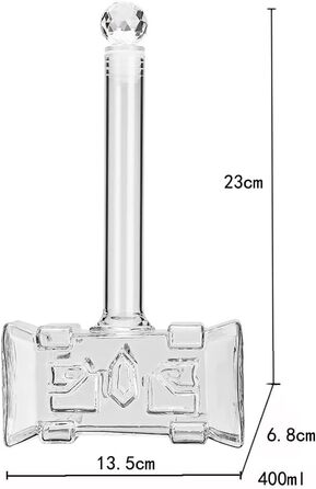 Whiskey Decanter, Handmade Thor's Hammer Decanter, Transparent Creative Whisky Carafe Drink Dispenser For Wine, Brandy, Bourbon, Scotch And Schnapps 400ml